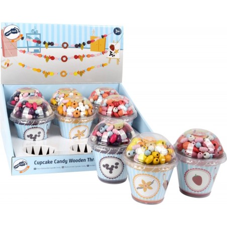 Näita puidust keermestatud helmestega kook, "kommid"