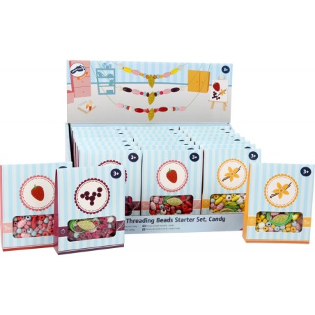 Displei puidust keermestatud helmeste stardikomplekt, "kommid"