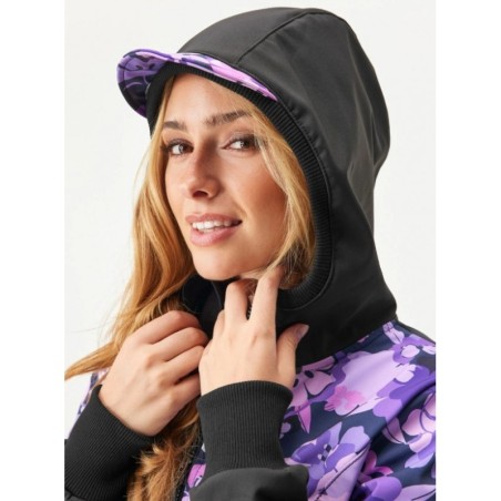 Naiste softshell mantel, must/lillad lilled