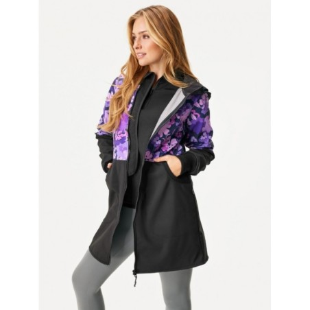 Naiste softshell mantel, must/lillad lilled