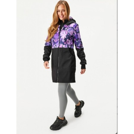 Naiste softshell mantel, must/lillad lilled
