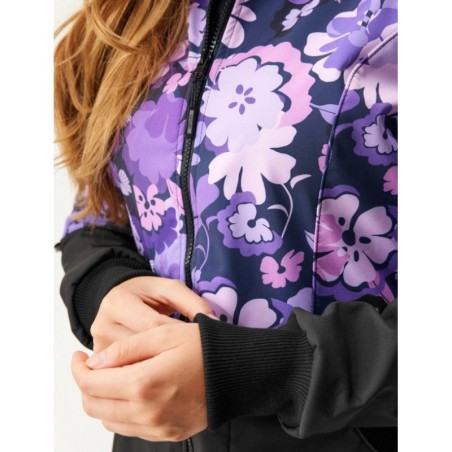 Naiste softshell mantel, must/lillad lilled