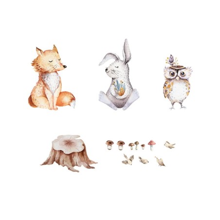 Seinakleebis rebane, jänes ja öökull L-suurus