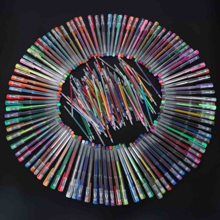 Värvilised geelpliiatsid karbis 100 tk + 100 sisu