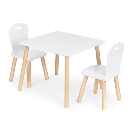 Laste mööblikomplekt, laud + 2 tooli, valge