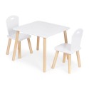 Laste mööblikomplekt, laud + 2 tooli, valge