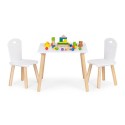 Laste mööblikomplekt, laud + 2 tooli, valge