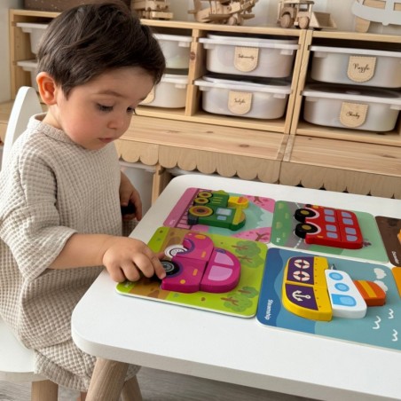 Puidust puslede komplekt sõidukid montessori