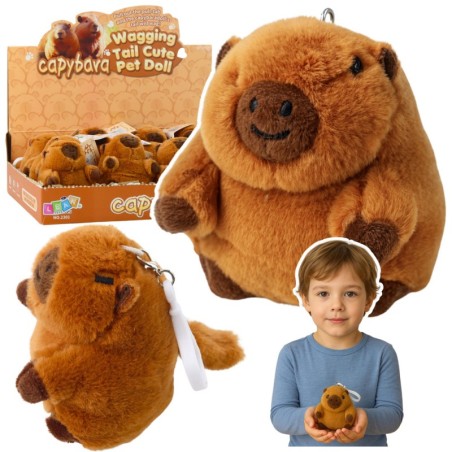 Pehme kapibaara võnkuva sabaga võtmehoidja 9 x 8 cm