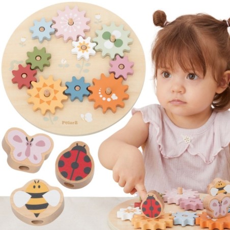 PolarB puidust värvilised Montessori hammasrattad