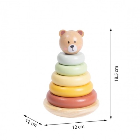 Puidust sensoorne puslepüramiid karu sensoorne värviline virnastaja