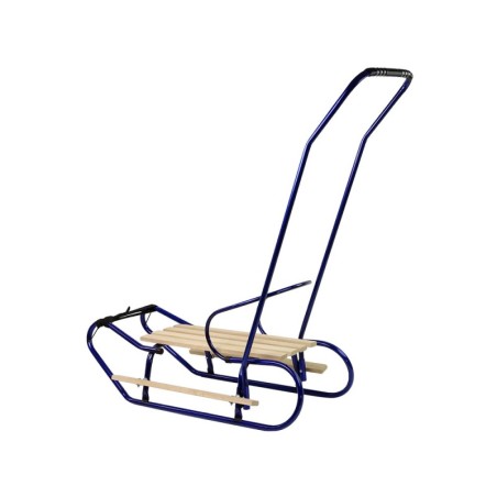 Metallist kelk käepideme tõukuriga ja seljatoega, tumesinine