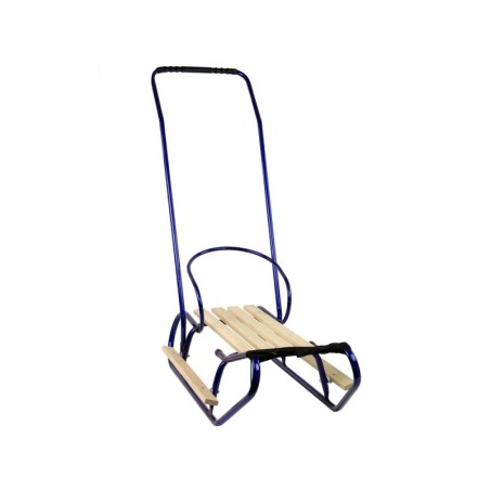 Metallist kelk käepideme tõukuriga ja seljatoega, tumesinine