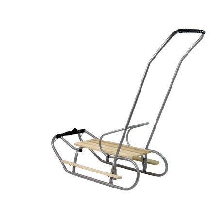 Metallist kelk käepideme tõukuriga ja seljatoega, hõbedane