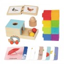 Montessori hariduslik 6-ühes sensoorne mänguasjadega kast Box XXL 7-8 kuud 26 osa FSC