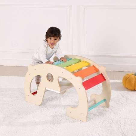 Puidust vikerkaare kiik ja sild 2-ühes Montessori FSC