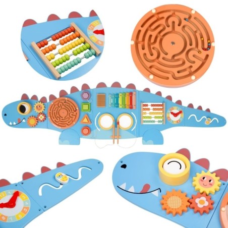 Puidust seina tegelustahvel õppetahvel dinosaurus