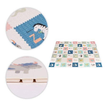 Lastele mängumatt vahtmatt 200x180 cm, kahepoolne, kokkupandav, hariv + IPLAY kott