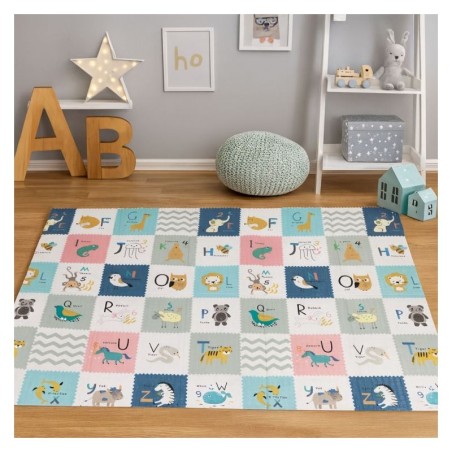 Lastele mängumatt vahtmatt 200x150 cm, kahepoolne, kokkupandav, hariv + IPLAY kott