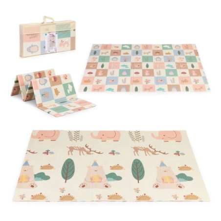 Lastele mängumatt vahtmatt 200x150 cm, kahepoolne, kokkupandav, hariv + IPLAY kott