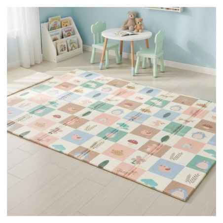 Lastele mängumatt vahtmatt 200x180 cm, kahepoolne, kokkupandav, hariv + IPLAY kott