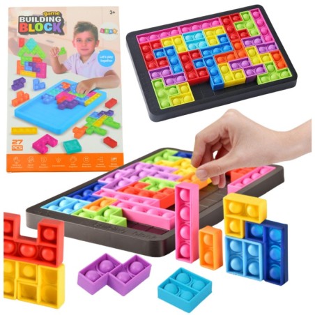 Tetris Pop-It puslemäng 3in1 sensoorne värviline 27 tk