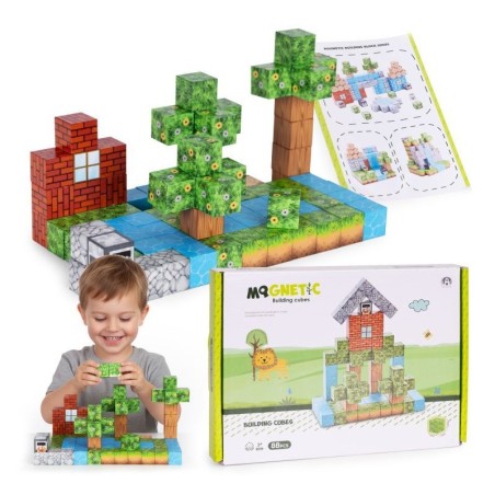 Magnetilised ehitusklotsid (2x2 cm), 88-osaline komplekt, magnetkuubikud