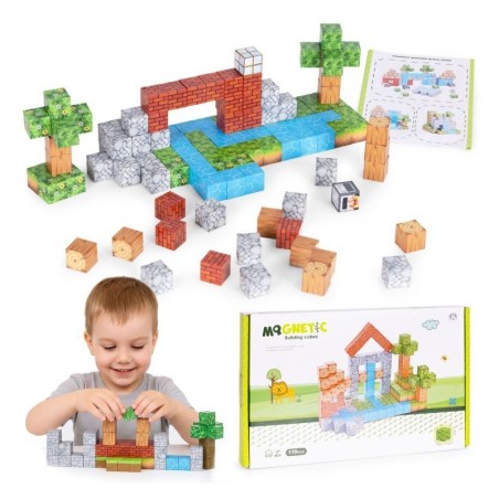 Magnetiliste ehitusklotside (2x2 cm) komplekt lastele 119 kuubikut