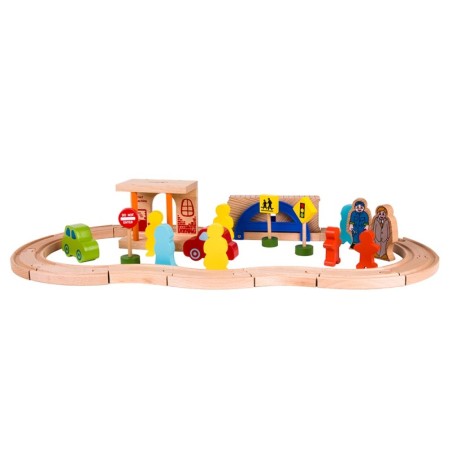 CLASSIC WORLD puidust rongikomplekt + figuurid 110 tk.