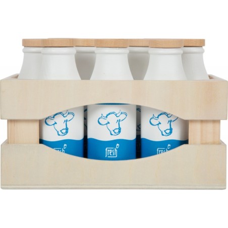 Puidust piimapudelid kastis
