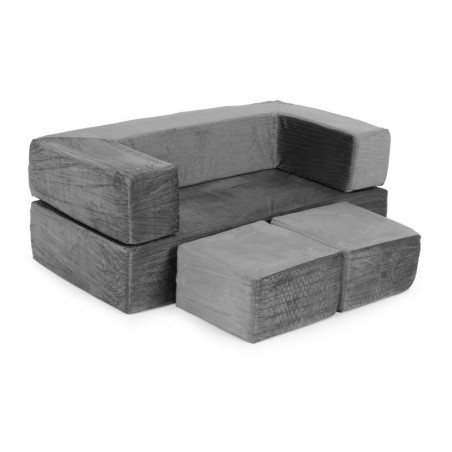 Kokkupandav modulaarne laste diivan 4 pehme padjaga - hall