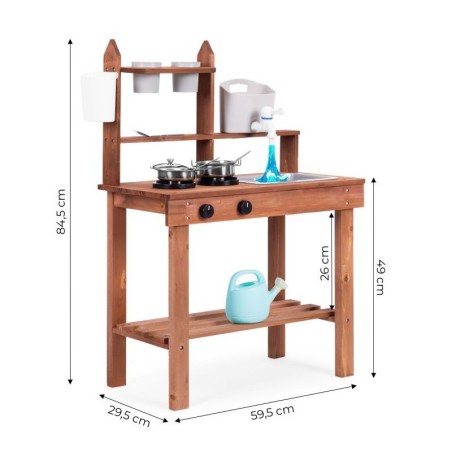 Mudaköök veega, kuusepuidust lasteköök, realistlike detailidega