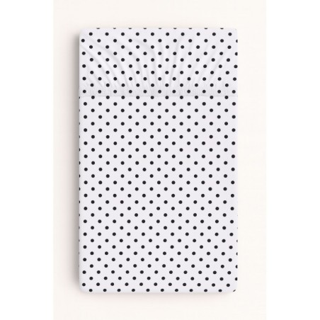 Kummiga voodilina 120x60 cm, mustad täpid valgel