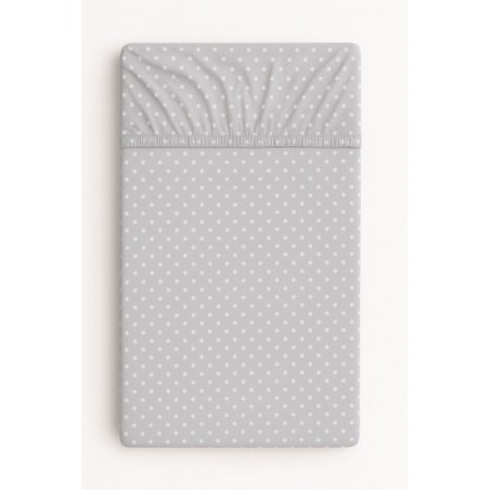 Kummiga voodilina 120x60 cm, valged täpid hallil