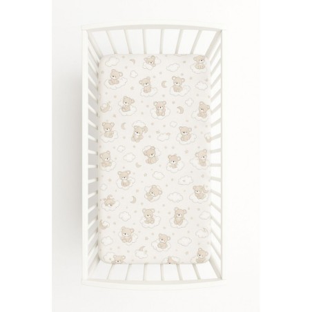 Kummiga voodilina 120x60 cm, Rainbow beige bear