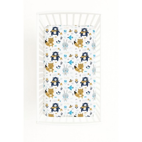 Kummiga voodilina 120x60 cm, navy blue bears