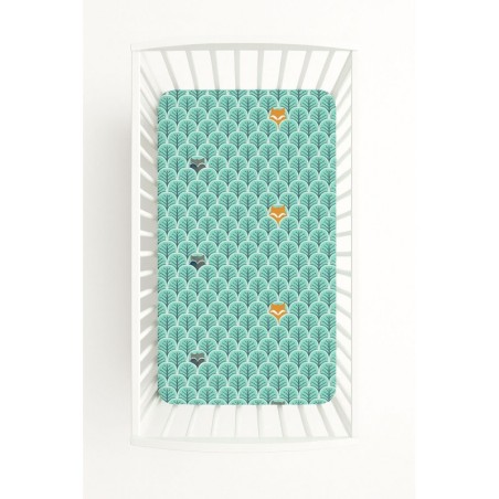 Kummiga voodilina 120x60 cm, mint forest