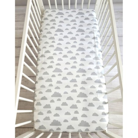 Kummiga voodilina 120x60 cm, clouds gray