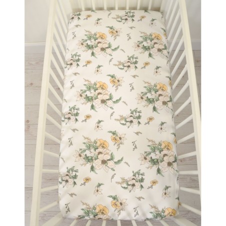 Kummiga voodilina 120x60 cm, clematis on beige