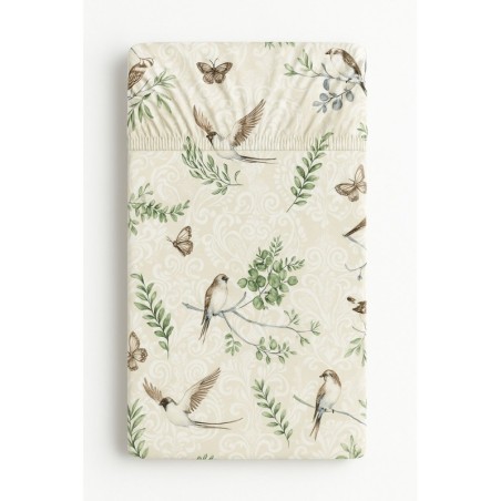 Kummiga voodilina 120x60 cm, brown birds