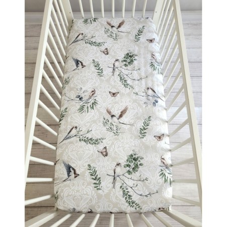 Kummiga voodilina 120x60 cm, brown birds