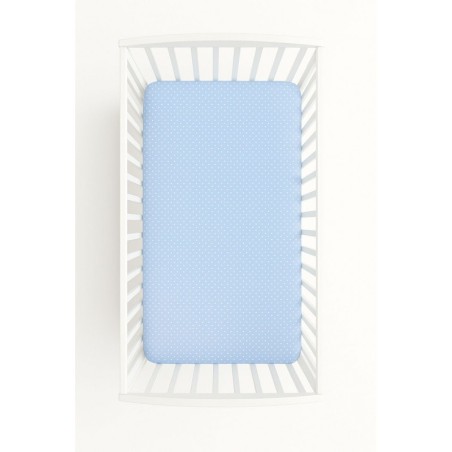 Kummiga voodilina 140x70 cm, sinine valged täpid