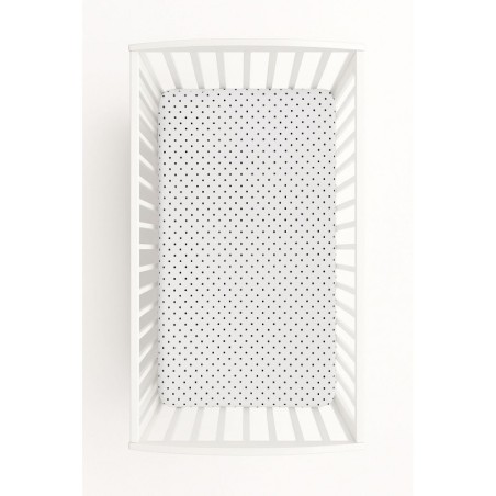 Kummiga voodilina 140x70 cm, valge, mustad täpid