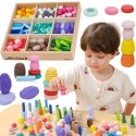 Puidust klotsid Karbis montessori 141 tk