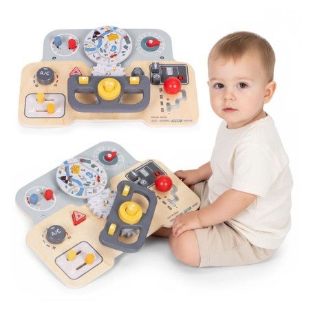 Puidust sensoorse manipuleerimise laud lastele, hariduslik paneel, autorool, 15 osa