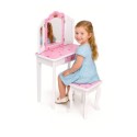 Suur tualettlaud tüdrukutele kolmekordse peegli, tabureti ja sahtliga