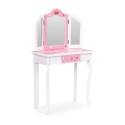Suur tualettlaud tüdrukutele kolmekordse peegli, tabureti ja sahtliga