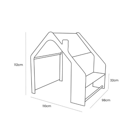 Puidust mängumaja telk sinise katusega