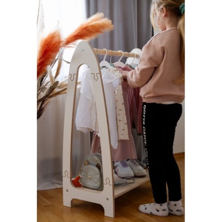 Laste puidust riidestange Soft, väike, valge