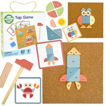 Puidust tap tap pusle 20 mustrit 82 osaline, korktahvel ja haamer